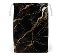 FHESDCW Black Gold Marble Drawstring Bag Canvas, Reusable Travel Jewelry Pouches, Washable Storage Bags for Gift, Candy, Cosmetics 20 * 25cm