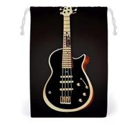 FHESDCW Black Guitar Drawstring Bag Canvas, Reusable Travel Jewelry Pouches, Washable Storage Bags for Gift, Candy, Cosmetics 12 * 18cm