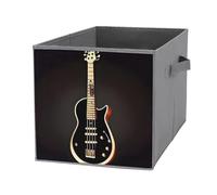 FHESDCW Black Guitar Foldable Storage Box with Handles, Durable Oxford Storage Cubes, 1PCS Collapsible Closet Organizer for Home, Shelf, Office, Travel