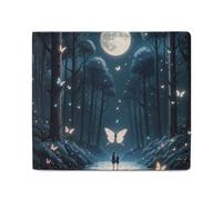 FHESDCW Black Light Fantasy Forest Wallet Elegant Leather Wallets with ID Window & 2 Card Slots, Slim Bifold Wallet for Men Women