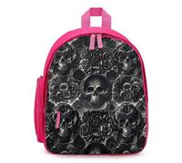 FHESDCW Black Peony Rose Skul Backpack for Men Women, Durable Small Bookbag Lightweight Daypack for Travel, Hiking, Pink-style, One Size, Daypack Backpacks