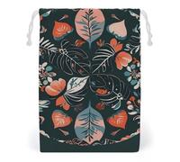 FHESDCW Black Reversible Design Drawstring Bag Canvas, Reusable Travel Jewelry Pouches, Washable Storage Bags for Gift, Candy, Cosmetics 12 * 18cm