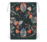 FHESDCW Black Reversible Design Drawstring Bag Canvas, Reusable Travel Jewelry Pouches, Washable Storage Bags for Gift, Candy, Cosmetics 20 * 25cm