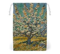 FHESDCW Blooming Apricot Trees Drawstring Bag Canvas, Reusable Travel Jewelry Pouches, Washable Storage Bags for Gift, Candy, Cosmetics 12 * 18cm