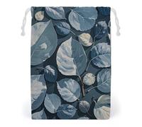 FHESDCW Blue Gray Leaf Branch Drawstring Bag Canvas, Reusable Travel Jewelry Pouches, Washable Storage Bags for Gift, Candy, Cosmetics 20 * 25cm