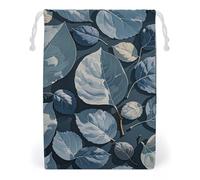FHESDCW Blue Gray Leaf Branch Drawstring Bag Canvas, Reusable Travel Jewelry Pouches, Washable Storage Bags for Gift, Candy, Cosmetics 12 * 18cm
