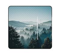 FHESDCW Blue Green Tree Landscape Picnic Blanket with Zippered Tote Bag, Waterproof Portable Outdoor Blanket, Lightweight Foldable Outdoor Mat for Beach, Camping, Park, 150x150cm