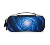 FHESDCW Blue Nebula Pencil Case with Zipper - Large Capacity, Portable Small Cosmetic Bag for Travel, Vintage PU Leather Pencil Pouch for Women Men