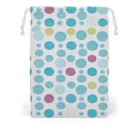 FHESDCW Blue Polka Dot Pattern Drawstring Bag Canvas, Reusable Travel Jewelry Pouches, Washable Storage Bags for Gift, Candy, Cosmetics 12 * 18cm
