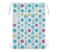 FHESDCW Blue Polka Dot Pattern Drawstring Bag Canvas, Reusable Travel Jewelry Pouches, Washable Storage Bags for Gift, Candy, Cosmetics 20 * 25cm
