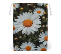 FHESDCW Bohemian Daisy Badge Drawstring Bag Canvas, Reusable Travel Jewelry Pouches, Washable Storage Bags for Gift, Candy, Cosmetics 12 * 18cm