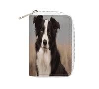 FHESDCW Border Collie Leather Card Bag Credit Card Holder Zipper Wallet With 20 Card Slots Slim Wallet Debit Card Protector Organizer Case, style, 16x11.5cm