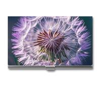 FHESDCW Botany Dandelion Purple Business Card Holder for Men & Women, Professional Card Case with Buckle Style Shut, Compact And Portable Metal Case for Office Workers, style, One Size, Classic