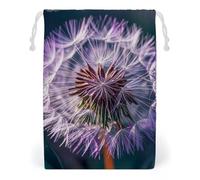 FHESDCW Botany Dandelion Purple Drawstring Bag Canvas, Reusable Travel Jewelry Pouches, Washable Storage Bags for Gift, Candy, Cosmetics 20 * 25cm