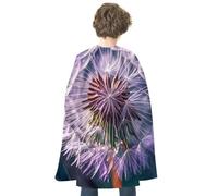 FHESDCW Botany Dandelion Purple Halloween Cape Unisex, Reversible Satin Cloak for Cosplay, Christmas, Halloween Party