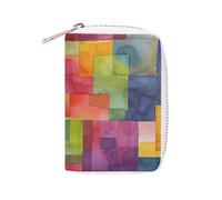FHESDCW Bright Colors Abstract Leather Card Bag Credit Card Holder Zipper Wallet With 20 Card Slots Slim Wallet Debit Card Protector Organizer Case, style, 16x11.5cm