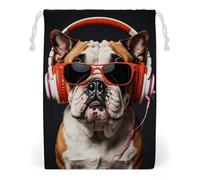 FHESDCW Brightly Colored Bulldogs Drawstring Bag Canvas, Reusable Travel Jewelry Pouches, Washable Storage Bags for Gift, Candy, Cosmetics 20 * 25cm