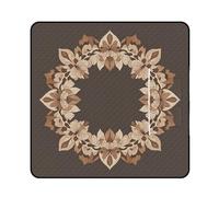 FHESDCW Brown Aesthetic Floral Wreath Picnic Blanket with Zippered Tote Bag, Waterproof Portable Outdoor Blanket, Lightweight Foldable Outdoor Mat for Beach, Camping, Park, 200x200cm