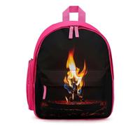 FHESDCW Burning Red Flames Backpack for Men Women, Durable Small Bookbag Lightweight Daypack for Travel, Hiking, Pink-style, One Size, Daypack Backpacks