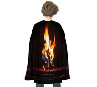 FHESDCW Burning Red Flames Halloween Cape Unisex, Reversible Satin Cloak for Cosplay, Christmas, Halloween Party