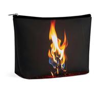 FHESDCW Burning Red Flames Makeup Bag for Women PU Leather Waterproof Cosmetic Bag with Zipper Portable Travel Makeup Organizer