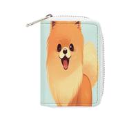 FHESDCW Cartoon Pomeranian Dog Leather Card Bag Credit Card Holder Zipper Wallet With 20 Card Slots Slim Wallet Debit Card Protector Organizer Case, style, 16x11.5cm