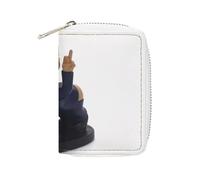 FHESDCW Cartoon President Card Holder for Men Women, Leather Credit Card Holder with 20 Card Slots Small Purse with Zipper