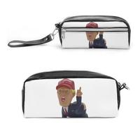 FHESDCW Cartoon President Pencil Case Large Capacity with Zipper, Hanging Water Proof Cosmetic Bag for Travel, Vintage Leather Pencil Pouch for Women Men
