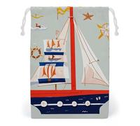 FHESDCW Cartoon Sailing Boat Drawstring Bag Canvas, Reusable Travel Jewelry Pouches, Washable Storage Bags for Gift, Candy, Cosmetics 20 * 25cm