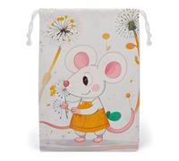 FHESDCW Cartoon White Animals Drawstring Bag Canvas, Reusable Travel Jewelry Pouches, Washable Storage Bags for Gift, Candy, Cosmetics 20 * 25cm