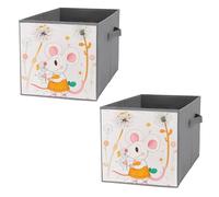FHESDCW Cartoon White Animals Foldable Storage Box with Handles, Durable Oxford Storage Cubes, 2PCS Collapsible Closet Organizer for Home, Shelf, Office, Travel