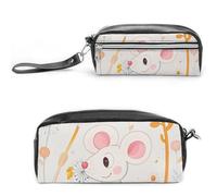 FHESDCW Cartoon White Animals Pencil Case Large Capacity with Zipper, Hanging Water Proof Cosmetic Bag for Travel, Vintage Leather Pencil Pouch for Women Men