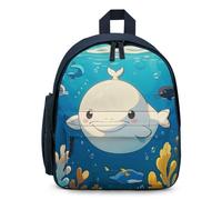 FHESDCW Cartoon White Whale Backpack for Men Women, Durable Small Bookbag Lightweight Daypack for Travel, Hiking, Blue-style, One Size, Daypack Backpacks