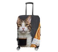 FHESDCW Cat Bread Coffee Luggage Covers for Suitcases, Washable Travel Accessories, Anti-Scratch & Dust Protection Suitcase Cover Protector Fits 19-32 Inch Luggage, style, Small, Classic