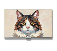 FHESDCW CAT Business Card Holder for Men & Women, Professional Card Case with Buckle Style Shut, Compact And Portable Metal Case for Office Workers, style, One Size, Classic