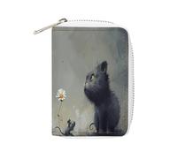 FHESDCW Cat Pictures Leather Card Bag Credit Card Holder Zipper Wallet With 20 Card Slots Slim Wallet Debit Card Protector Organizer Case, style, 16x11.5cm