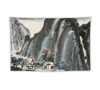 FHESDCW Chinese Landscape Painting Tapestry for Bedroom Aesthetic - Lightweight Wall Hanging Backdrop Vintage Wall Art Tapestry Easy to Hang for Living Room Dorm Home Decor 60"x90"