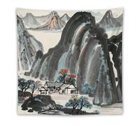 FHESDCW Chinese Landscape Painting Tapestry for Bedroom Aesthetic - Lightweight Wall Hanging Backdrop Vintage Wall Art Tapestry Easy to Hang for Living Room Dorm Home Decor 60"x60"