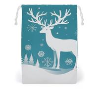 FHESDCW Christmas Deer And Snowflakes Drawstring Bag Canvas, Reusable Travel Jewelry Pouches, Washable Storage Bags for Gift, Candy, Cosmetics 12 * 18cm