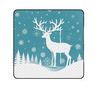 FHESDCW Christmas Deer and Snowflakes Picnic Blanket with Zippered Tote Bag, Waterproof Portable Outdoor Blanket, Lightweight Foldable Outdoor Mat for Beach, Camping, Park, 150x150cm