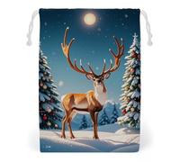 FHESDCW Christmas Deer Snow Tree Drawstring Bag Canvas, Reusable Travel Jewelry Pouches, Washable Storage Bags for Gift, Candy, Cosmetics 20 * 25cm