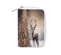 FHESDCW Christmas Tree And Reindeer Leather Card Bag Credit Card Holder Zipper Wallet With 20 Card Slots Slim Wallet Debit Card Protector Organizer Case, style, 16x11.5cm