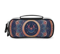FHESDCW Circular Floral Fragments Pencil Case with Zipper - Large Capacity, Portable Small Cosmetic Bag for Travel, Vintage PU Leather Pencil Pouch for Women Men