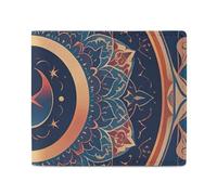 FHESDCW Circular Floral Fragments Wallet Elegant Leather Wallets with ID Window & 2 Card Slots, Slim Bifold Wallet for Men Women