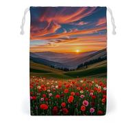 FHESDCW Cloud Garden at Sunset Drawstring Bag Canvas, Reusable Travel Jewelry Pouches, Washable Storage Bags for Gift, Candy, Cosmetics 20 * 25cm