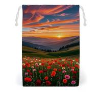 FHESDCW Cloud Garden at Sunset Drawstring Bag Canvas, Reusable Travel Jewelry Pouches, Washable Storage Bags for Gift, Candy, Cosmetics 12 * 18cm