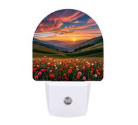 FHESDCW Cloud Garden at Sunset Night Lights Plug Into Wall, LED Nightlights Auto On/Off Dusk to Dawn Sensor, Energy Efficient Night Lamp Soft Glow for Hallway Bedroom Bathroom Kitchen, 0.5W