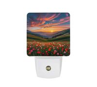 FHESDCW Cloud Garden at Sunset Night Lights Plug Into Wall, LED Nightlights Auto On/Off Dusk to Dawn Sensor, Energy Efficient Night Lamp Soft Glow for Hallway Bedroom Bathroom Kitchen, 0.5W