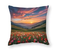 FHESDCW Cloud Garden at Sunset Pillow Cover, Soft Pillow Covers - Hidden Zipper Closure, Standard Square 17"x17" Pillowcases, Decorative Cushion Cases for Couch, Sofa, Outdoor