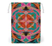 FHESDCW Colorful Bohemian Patterns Drawstring Bag Canvas, Reusable Travel Jewelry Pouches, Washable Storage Bags for Gift, Candy, Cosmetics 12 * 18cm